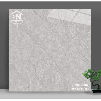 Gạch lát nền 80x80 bóng kiếng xám vân đá 