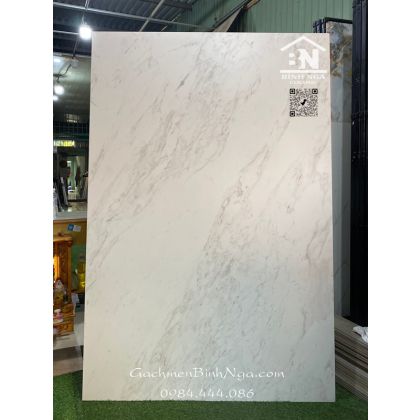 Gạch lát nền khổ lớn 120x180cm Ấn độ bóng mờ màu trắng vân khói cao cấp 