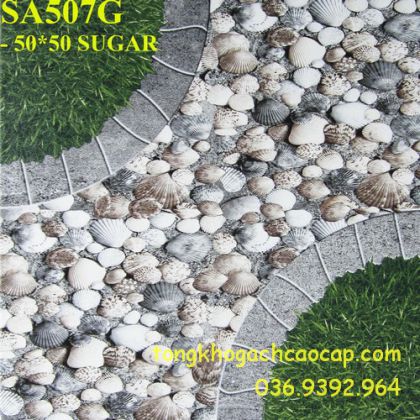 Gạch lát sân cỏ ốc đẹp bình tân 50x50 SA507G Sugar 