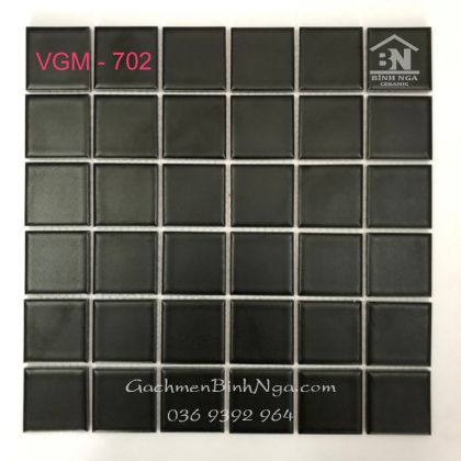 Gạch Mosaic gốm màu đen men trơn VGM702 giá rẻ 