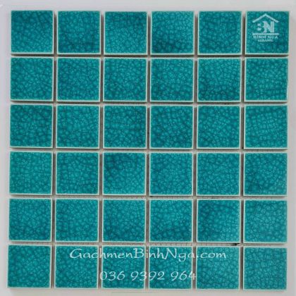 Gạch gốm Mosaic ốp phòng tắm men rạn màu xanh 4806 