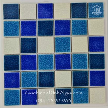 Gạch ốp hồ bơi Mosaic gốm cao cấp men rạn 2 lớp vỉ 306x306  