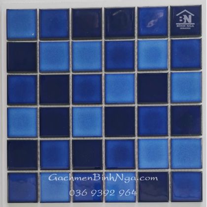 Gạch ốp bếp Mosaic gốm men bóng 4808 màu xanh   
