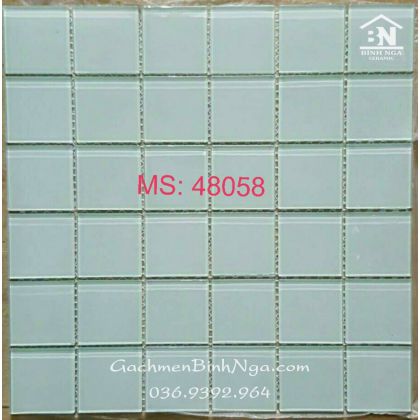 Gạch Mosaic thủy tinh màu trắng trang trí giá rẻ 48058 