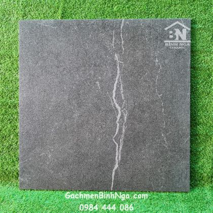 Gạch nhám 60x60 đồng chất đen vân đá trắng 