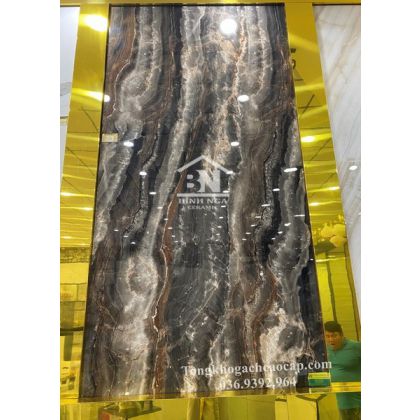 Gạch ốp tường 120x240 vân đá quý tự nhiên Onyx Brown 
