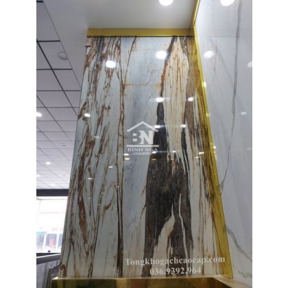 Gạch ốp tường khố lớn 120x240 vân giả đá siêu bóng kiếng 