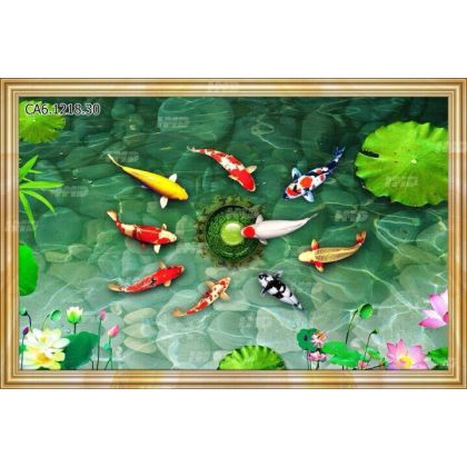 Gạch tranh 3D CÁ KOI-Cửu ngư quần hội 
