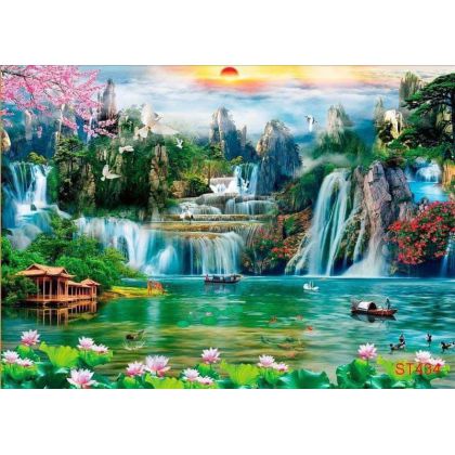 Gạch tranh 3D thác nước phong cảnh đẹp 