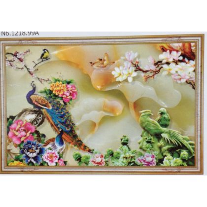 Gạch tranh đôi chim công giả đá cẩm thạch 