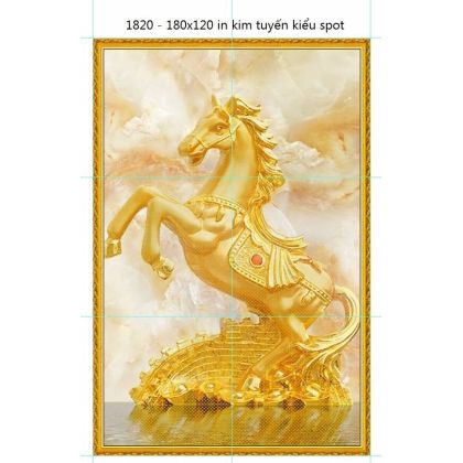 Gạch tranh khổ đứng 1,2mx1,8m,ngựa vàng phong thủy 