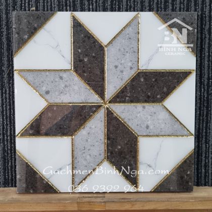 Gạch Trung Quốc 30x30 3309 khắc kim trắng xám  