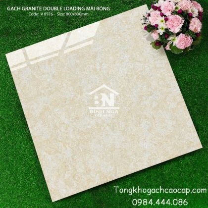 Mẫu gạch 80x80 vân đá màu vàng kem 