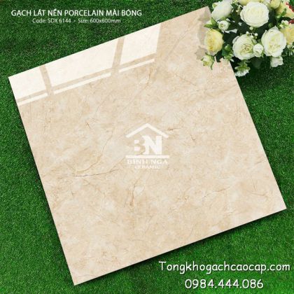 Mẫu gạch bóng kiếng 60x60 màu vàng kem SDX6144 