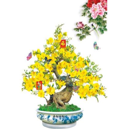 Tranh gạch Mai vàng khoe sắc đón xuân Sài Gòn 