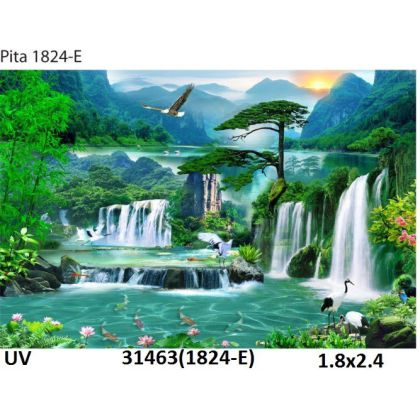 Tranh phong cảnh dán tường phòng khách đẹp 1.8mx2.4m 