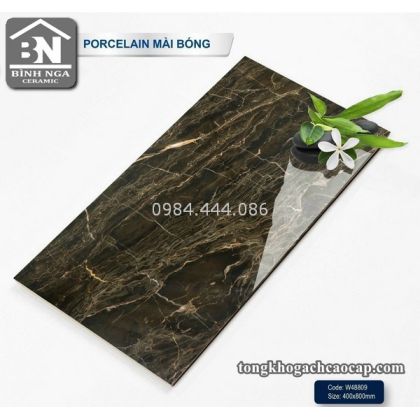 Gạch dán mặt tiền 40x80 bóng kính vân marble  