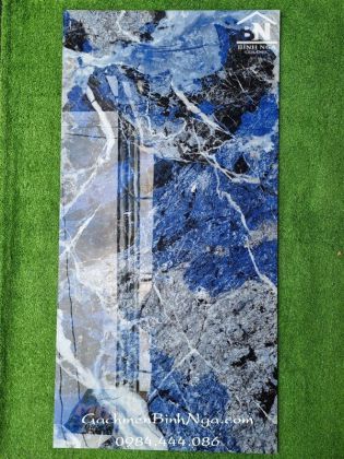 Gạch 60x120 xanh dương bóng kính vân đá marble cao cấp
