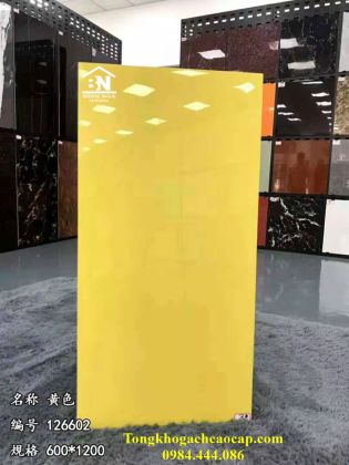 Gạch bóng kiếng 60x120 màu vàng đơn sắc