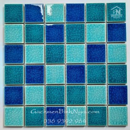 Gạch Mosaic gốm hồ bơi cao cấp 48082 men rạn hai lớp