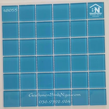Gạch Mosaic thủy tinh xanh biển ốp hồ bơi đẹp giá rẻ 48055
