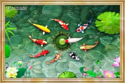 Gạch tranh 3D CÁ KOI-Cửu ngư quần hội