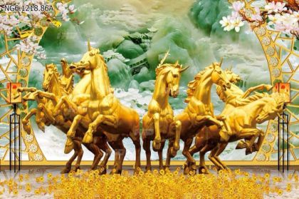 Tranh ngựa vàng phong thủy-mã đáo thành công
