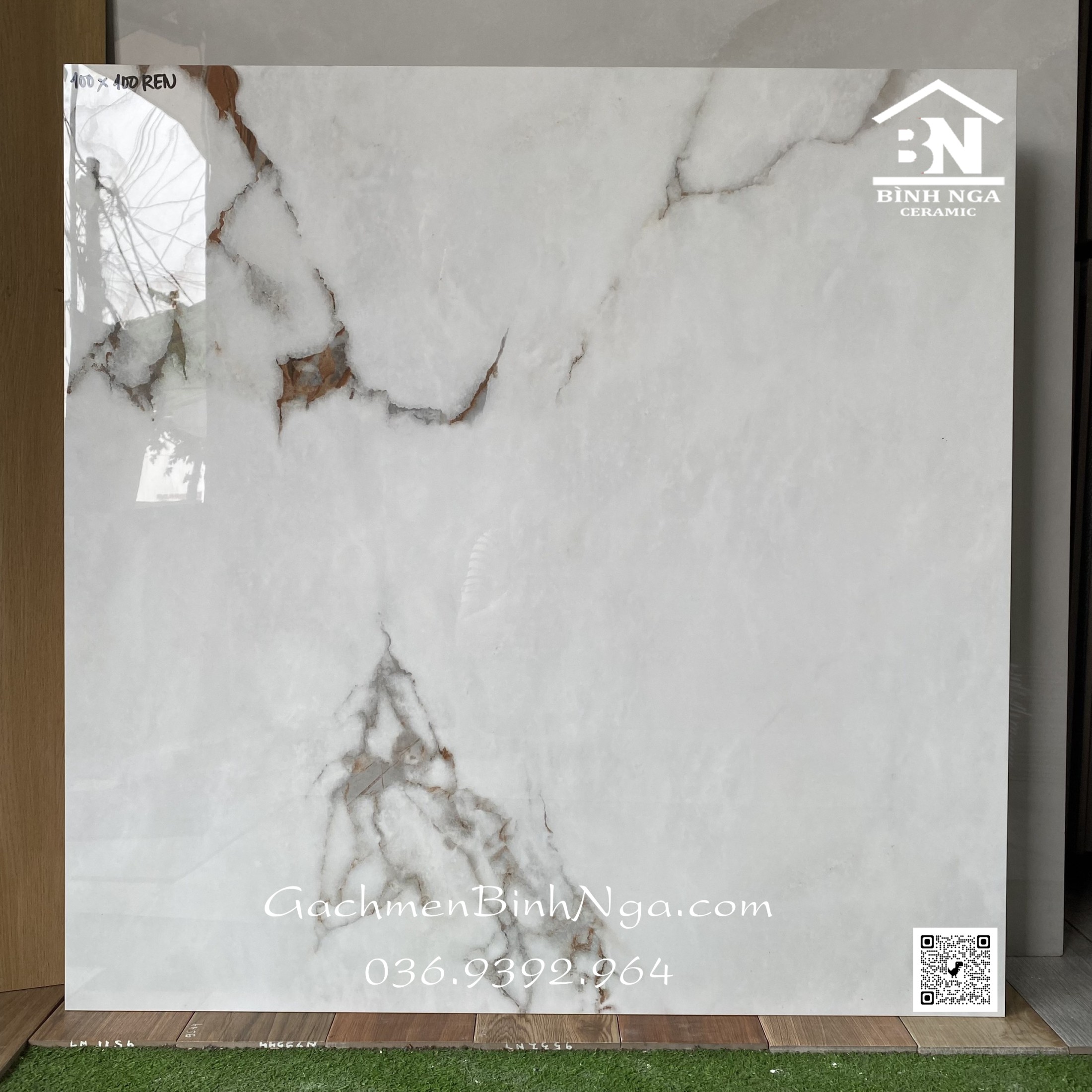 Gạch Ấn 100x100 Frozon White siêu bóng giá rẻ