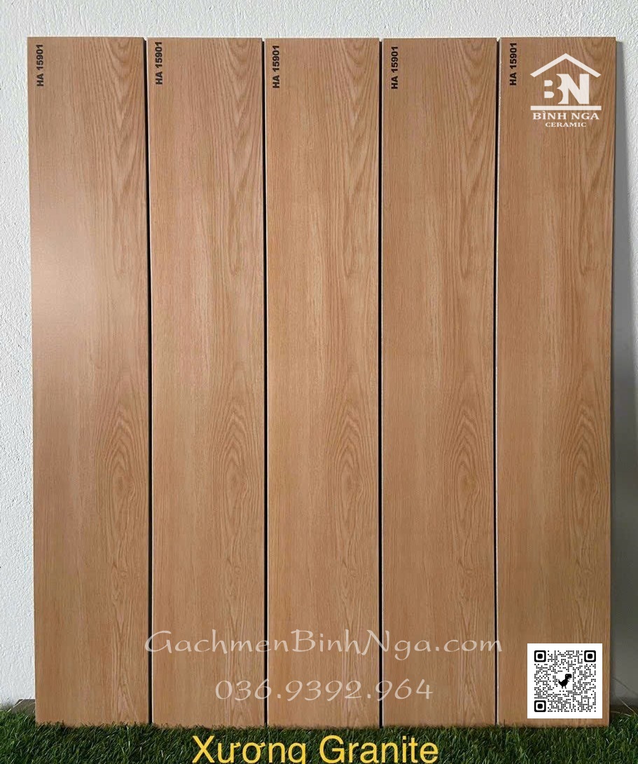Gạch giả gỗ vân tự nhiên 15x90 lát phòng ngủ 15901 