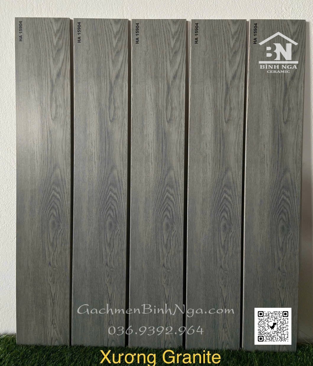 Gạch vân gỗ 15x90 màu xám tro cao cấp 15904